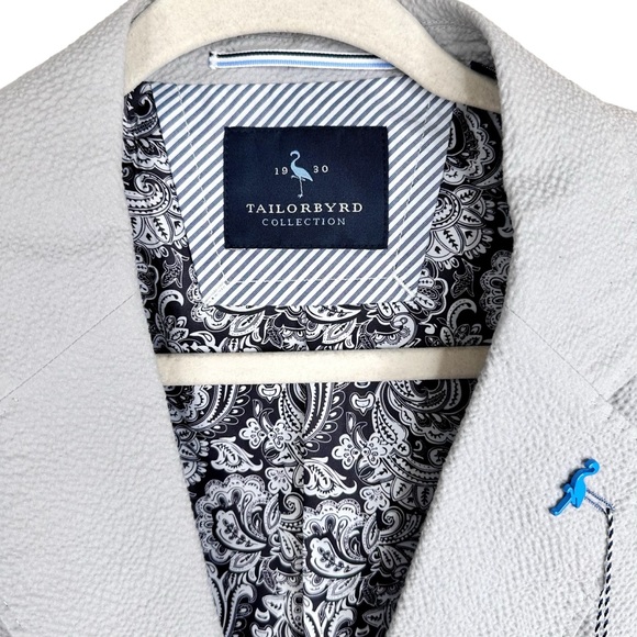 NWT Tailorbyrd Seersucker Jacket Blazer Gray Stretch Cotton 42 R - Picture 3 of 10